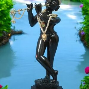 Handmade Black Marble Lord Krishna Statue for Home Temple