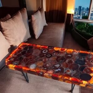 Handmade Red Agate Dining & Coffee Table Top – Luxury Interiors