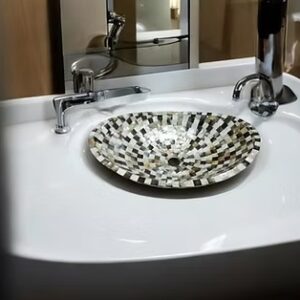 Handcrafted Oval Wash Basin – Black Mother of Pearl Vessel Sink